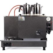 Resim Safir Çay Kazanları 2 Demlikli Gümüş Gri Boyalı Çay Ocağı 2 Gözlü Gri Çay Kazanı Sadece Elektrikli Gri Çay Semaveri Ets Sistemli Gri Çay Makinesi 