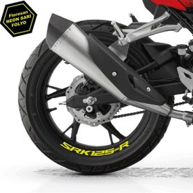 Resim Rks Qj Motor Srk 125-r Motosiklet Jant İçi Sticker Etiket Modeli Neon Sarı 