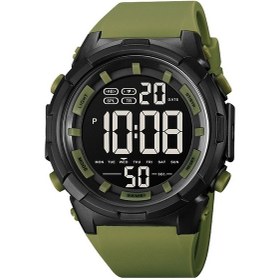 Resim Skmeı 1845 Açık Hava Su Geçirmez Büyük Kadran Çok İşlevli Spor Erkek Saati Ordu Yeşili Kahverengi 