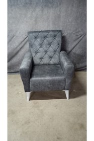 Resim YUSE MOBİLYA VE AKSESUAR Berjer Kapitoneli Füme - Beyaz 