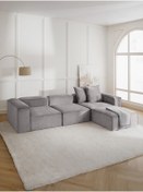 Resim S Home Design Concept Frida 4 Modül Pofidik Modüler Kanepe L Köşe Koltuk Takımı, Fitilli, Gri 