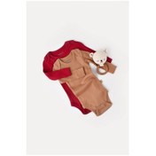 Resim Rebebe Babycosy Modal 2 Li Uzun Kollu Bebek Badi - Bebek Body - Csym1131 (544737691) Kahverengi - Kırmızı 
