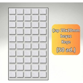 Resim ALMITAL 20x20 MM - 50'li Paket Beyaz Mobilya Keçesi Zemin ve Parke Koruyucusu 
