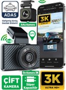 Resim +360 360 Botslab G500h Pro Adas Ön 3k Qhd -arka 1080p Fhd 150° Açı Wifi Gps Gece Görüşlü Araç Içi Kamera 