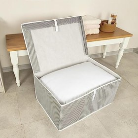 Resim Pazar Kapısı Çok Amaçlı Düzenleyici Kapaklı Sandık Tipi Kutu Hurç Organizer (60 x 40 x 30, Gri) 