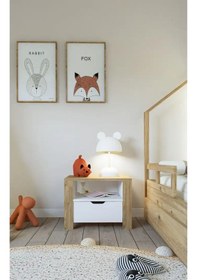 Resim Nisan 2 Çekmeceli Komodin Beyaz-keçe Açık Ceviz Açık Ceviz 