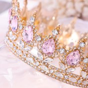 Resim Şık Pembe Kraliyet Taçlı Rhinestone - Kadınlar İçin Zarif Alaşım Tiara, Düğünler, Doğum Günleri, Promlar ve Kostüm Partileri İçin İdeal - Parıldayan Kristal Gelin Başlığı Aksesuarı, Prom Aksesuarları|Rhinestone Süslemeleri|Alaşım Yapımı 