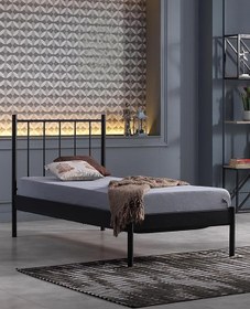 Resim Unimet Falez-st Tek Kişilik Metal Karyola-siyah (YÜKSEK BAŞLIKLI) (AHŞAP LATALI) 