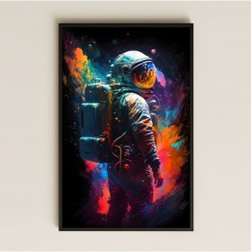 Resim Renk Patlamalı Kozmik Astronot Portre Pleksi Tablo - Sanatsal Uzay Dekoru 