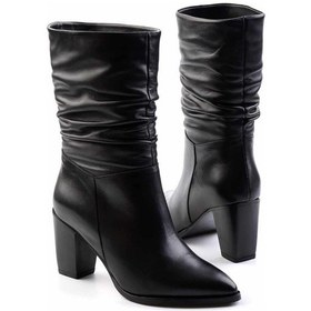 Resim Siyah Hakiki Deri Kadın Bot & Bootie K02750457903 Siyah 
