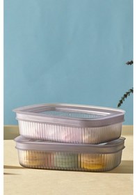 Resim Bayev 2'li Kapaklı Kahvaltılık Çerez Meyve Saklama Kabı 600 Ml Çerezlik Peynir Zeytin Saklama Kutusu 