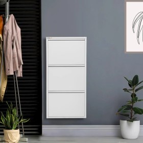 Resim Mobilya Pratik 3'lü Metal Ayakkabılık - Beyaz 