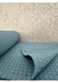 Resim Premium %100 Pamuk Çift Kişilik Yazlık Pike, Yatak Örtüsü, Terletmez Kumaş Petrol Mavisi 240x200cm Petrol 