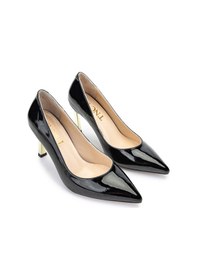 Resim Tamer Tanca Kadın Vegan Siyah Rugan/gold Stiletto Ayakkabı 886 1988 Bn Ayk Sk23/24 Syh Rgn/gold Siyah 