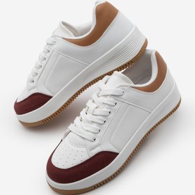 Resim Marjin Kadın Sneaker Kalın Taban Süet Detay Spor Ayakkabı Hinos Bordo 