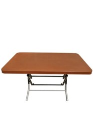 Resim SAZLIK 70*120 Metal Ayaklı Plastik Katlanır Bahçe Masası Teak 