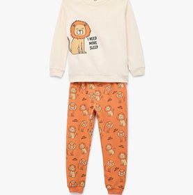 Resim Erkek Bebek Aslan Baskılı 2'li Pamuklu Pijama Takımı 