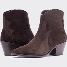 Resim Glam Kahverengi Süet Hakiki Deri Western Kadın Bot - 39 