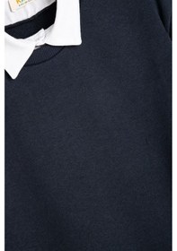 Resim Koton Erkek Çocuk Okul Sweatshirt Basic Okul Gömleği Yaka Detaylı Uzun Kollu Pamuklu Lacivert 