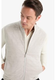Resim Defacto Slim Fit Dar Kesim Dik Yaka Astarlı Fermuarlı Cepli Mevsimlik Baharlık Süet Yelek F0246AX25AU Gri 