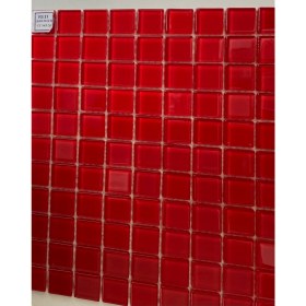 Resim Mt Seramik Tezgah Arası Cam Mozaik Red 2.5x2.5 