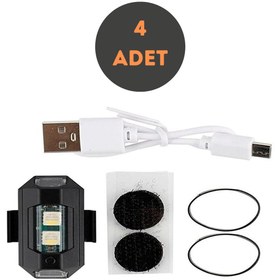 Resim Autowise 4 Adet Mini Uçak Kanat Led Kablosuz Aircraft Rgb Led Lamba Kablosuz Mini Çakar Usb Şarjlı 