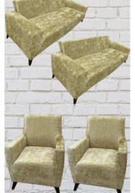 Resim Mandaş Kadife Koltuk Örtüsü Maxi Takım 3+3+1+1 -gold Gold 