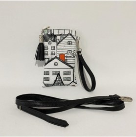 Resim TALKING DREAMS Siyah Beyaz Ev Desenli Telefonluk 