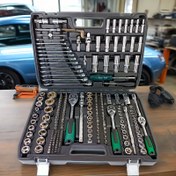 Resim Ev ve Açık Hava Çift Amaçlı Araç Tamir Takımı, 46/216 Parça Set, 1/2" * 3/8" Sürücü Derinlik ve Standart Soketler, Profesyonel Yarış Sınıfı Hızlı Bağlantılar, Pilsiz 