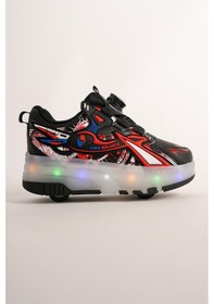 Resim Muggo Pato Çocuk Işıklı Patenli Tekerlekli Sneaker Spor Ayakkabı Siyah 