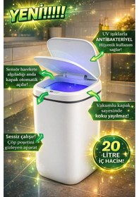 Resim Buğz 20l Akıllı Sensörlü Çöp Kovası Uv Işık Koku Geçirmez Mutfak Banyo Wc Ofis Diğer 