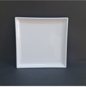 Resim 12 Adet Standart Kare Melamin Tatlı & Yemek Servis Tabağı 25 Cm - Beyaz Beyaz 