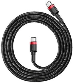 Resim Baseus Cafule, 60 W 3.0 A USB-C & USB-C Hızlı Şarj & Data Aktarımı Kablosu, 1 Metre, Kırmızı - Siyah 