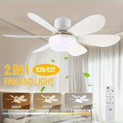 Resim 20.5 inç/52 cm Tavan Vantilatörü Işığı, Uzaktan Kumandalı, E26/E27 Tabanlı, 3000-6500K, 3 Hız Ayarlı, 6 Kanat Tasarım, Yatak Odası, Oturma Odası, Mutfak, Garaj, Ofis, Kiler için LED Akıllı Tavan Vantilatörü Aydınlatması 