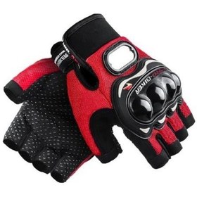 Resim Korumalı M Kırmızı Eldiven Yarım Motosiklet Eldiveni 