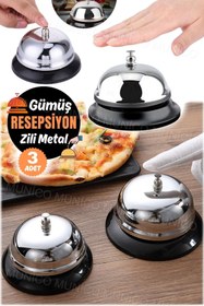 Resim Munico 3 Adet Bar Otel Restoran Masa Zili Banko Desk Çağrı Zili Dayanıklı Paslanmaz Çelik Çağrı Çanı Sesli 