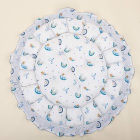 Resim Yuvarlak Babynest - Çift Taraflı - İndigo Petek - Mavi Gökkuşağı 