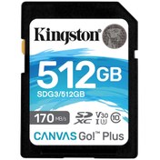 Resim Kingston SDG3-512Gb Sdxc Canvas Go Plus 170R C10 Uhs-I U3 V30 Sd Kart 