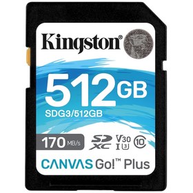 Resim Kingston SDG3-512Gb Sdxc Canvas Go Plus 170R C10 Uhs-I U3 V30 Sd Kart 