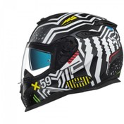 Resim Genel Markalar Sx.100 Enigma Black White Mat Motorcu Kaskı 