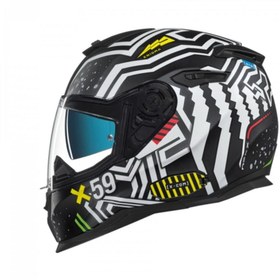 Resim Genel Markalar Sx.100 Enigma Black White Mat Motorcu Kaskı 