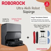 Resim Roborock 10.000PA Emiş Gücü,ekstra Kenar Temizleme Sistemi Flexi ve Arm Tasarımlı Paspas ile Ultra Akıllı Robot Süpürge Siyah+Hediye 