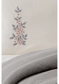 Resim Çift Kişilik 4 Parça Pike Takımı Çeyizlik, Pamuklu Pike Seti Legacy-gri Gri 