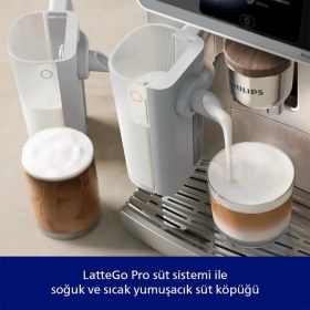 Resim Philips 8000 Serisi Lattego Pro Kahve Makinesi Evde Kafe Kalitesi 54 Farklı Sıcak ve Soğuk Içecek Silentbrew Teknolojisi ile Daha Sessiz+ Çekirdek Kahve 