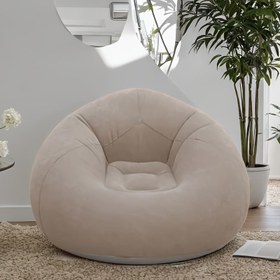 Resim 1 adet Modern Gri PVC Fasulye Koltuğu, Büyük Şişirilebilir Tembel Koltuk ile Kablo Süslemesi, Dolgu Yok, İç ve Dış Mekan Oturma Alanı için Uygun 