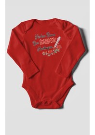 Resim Morivokids Herkes Bana Ben Halama Hastayım Uzun Kollu Çıtçıtlı Bebek Body Kırmızı 