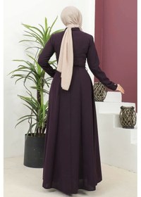 Resim Burgu Kemerli Dokuma Kumaş Mevsimlik Mevlana Ferace - Mürdüm / F0131 Mürdüm 