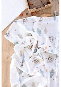 Resim Kız Erkek Bebek Unisex Pazen Kundak Battaniye Stl6596 Beyaz - Fuşya 
