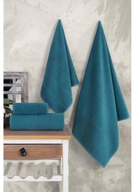 Resim Maisonart Royal 50x90 70x140 Cm 4'lü Banyo Havlu Seti, %100 Pamuklu Havlu Takımı Petrol 