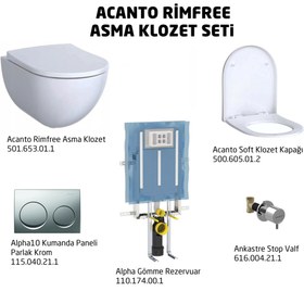 Resim Geberit Acanto Rimfree Alpha10 Soft Asma Klozet Seti - Parlak Krom 